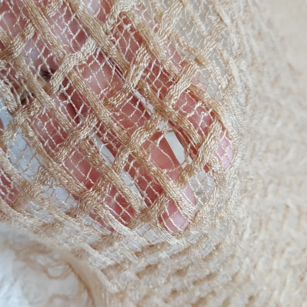 Lightweight open weave long gold tone scarf 21 x 84 Chic Academia
